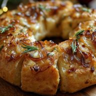Caramelized Onion & Gruyère Stuffed Bread Wreath