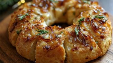 Caramelized Onion & Gruyère Stuffed Bread Wreath