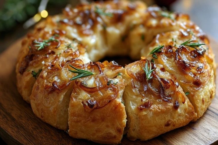 Caramelized Onion & Gruyère Stuffed Bread Wreath