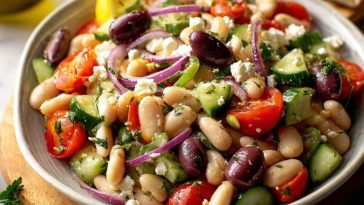 Greek Bean Salad with Lemon Marinated Beans