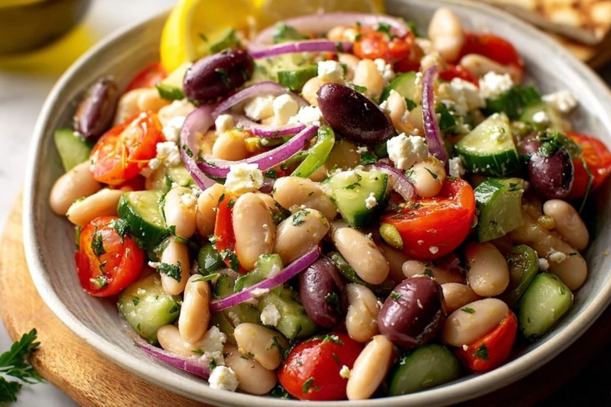 Greek Bean Salad with Lemon Marinated Beans