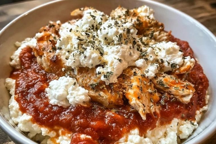 High Protein Chicken Parm Cottage Cheese Bowl