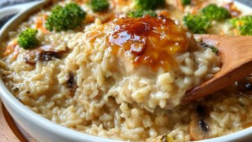Dump & Bake Creamy Rice & Chicken