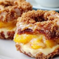 Classic Peach Cobbler Cheesecake Donuts