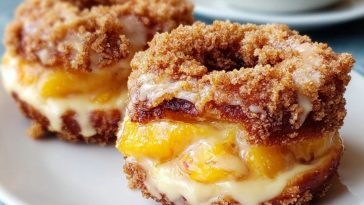 Classic Peach Cobbler Cheesecake Donuts