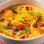 Homemade Cheeseburger Soup with Baby Potatoes