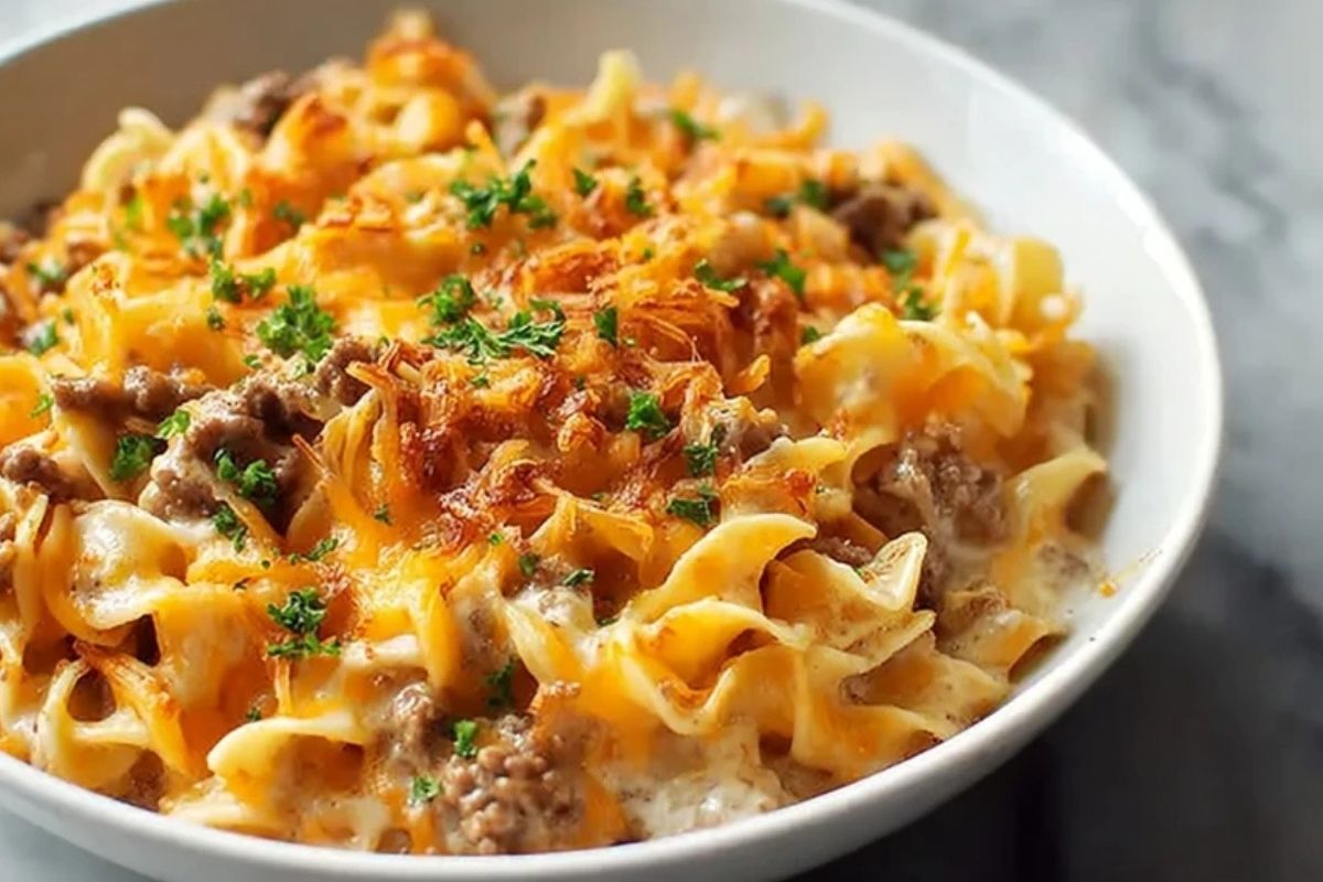 Cheesy Beef and Noodle Casserole