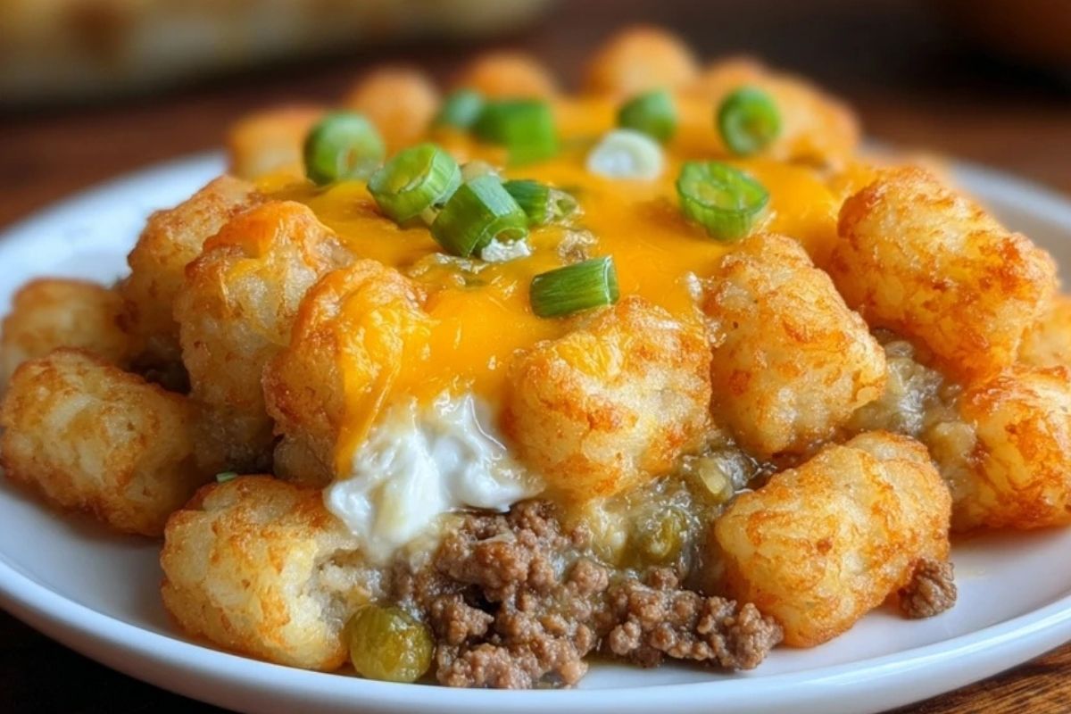 Cheesy Ground Beef & Tater Tot Casserole