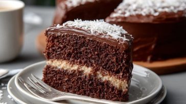 Moist Chocolate Coconut Cake with Chocolate Frosting