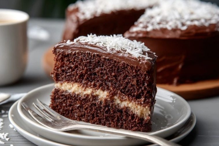 Moist Chocolate Coconut Cake with Chocolate Frosting