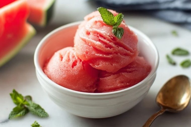 Healthy No-Sugar Watermelon Sorbet