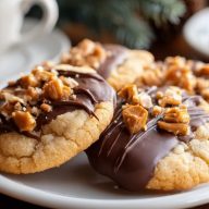 Chocolate Dipped Toffee Cookies
