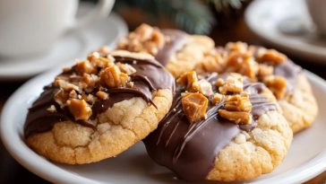 Chocolate Dipped Toffee Cookies