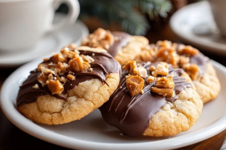 Chocolate Dipped Toffee Cookies