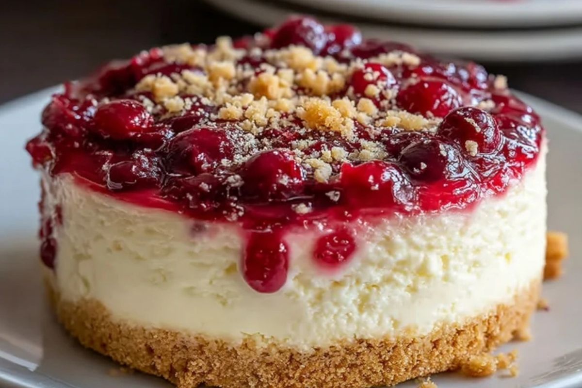 No-Bake Cranberry White Chocolate Cheesecake