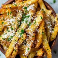 Homemade Truffle Fries Topped With Parmesan Cheese