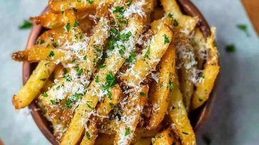 Homemade Truffle Fries Topped With Parmesan Cheese
