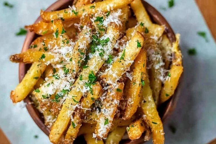 Homemade Truffle Fries Topped With Parmesan Cheese