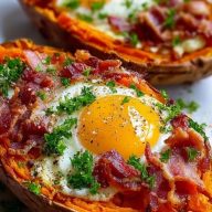Sweet Potato Breakfast Boats