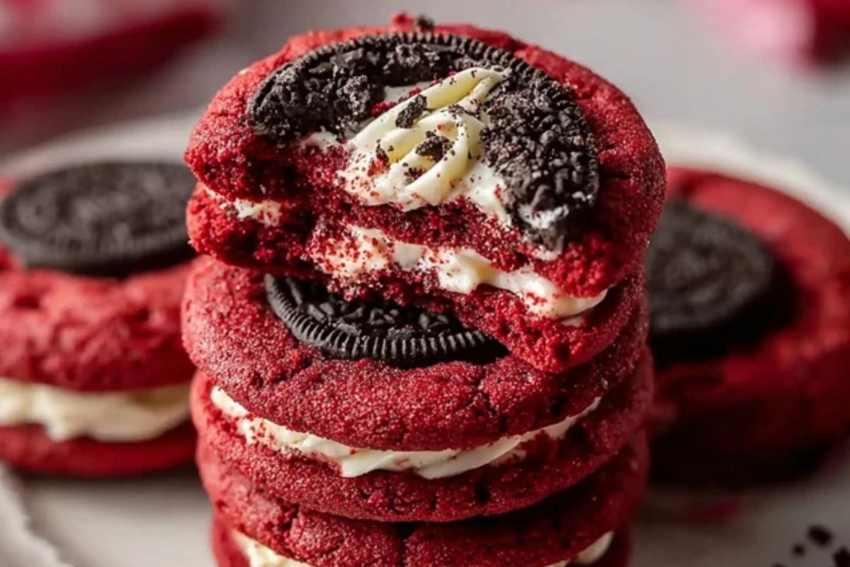 Homemade Red Velvet Oreo Cookies