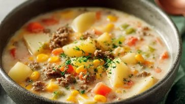 Homemade Ground Beef and Potato Soup