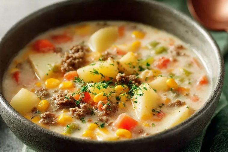 Homemade Ground Beef and Potato Soup