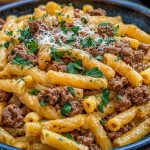 Garlic Butter Pasta with Ground Beef