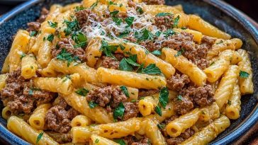 Garlic Butter Pasta with Ground Beef