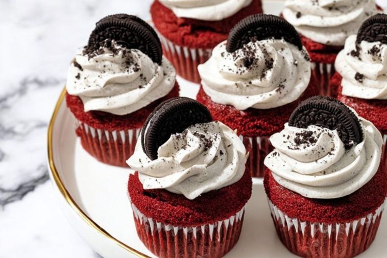 Soft And Rich Red Velvet Oreo Cupcakes