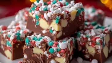 Easy Christmas Fudge with Sprinkles