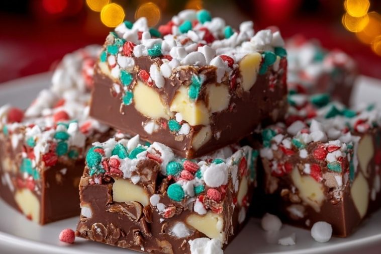 Easy Christmas Fudge with Sprinkles