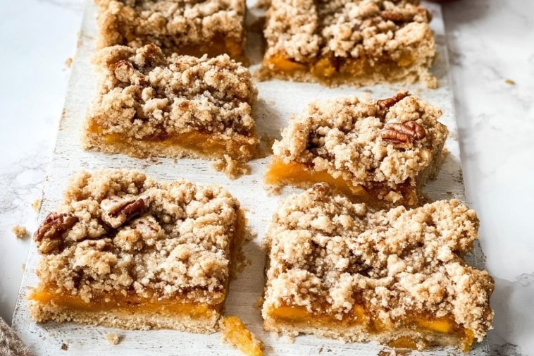 Sweet and Buttery Peach Bars with Cinnamon Streusel