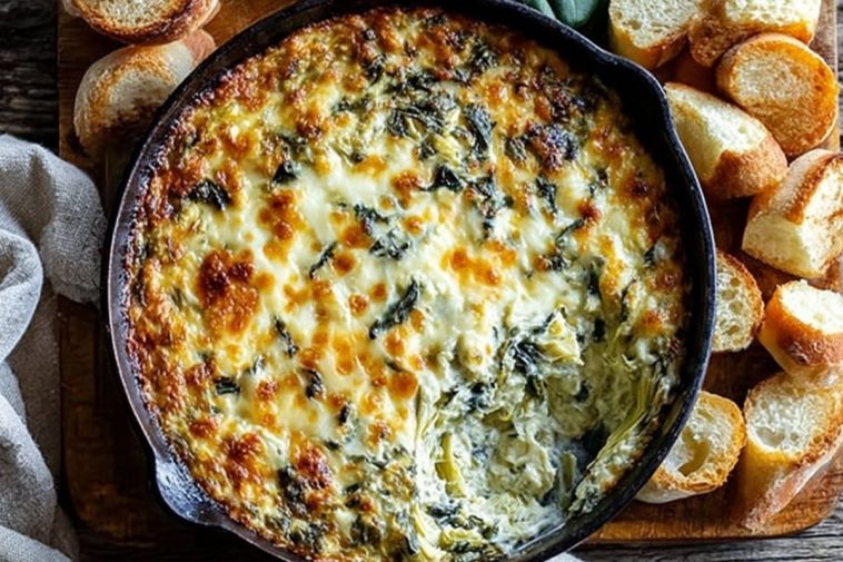Cheesy Baked Spinach Artichoke Dip