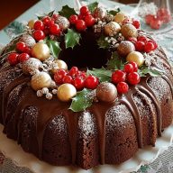 Chocolate Bundt Cake Christmas Wreath