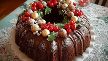 Chocolate Bundt Cake Christmas Wreath