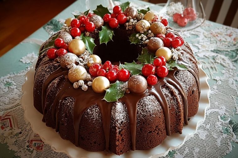 Chocolate Bundt Cake Christmas Wreath